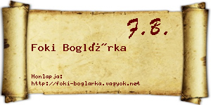 Foki Boglárka névjegykártya